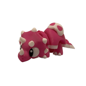 Articulated 3D printed triceratops figure in PLA with flexible baby dinosaur design