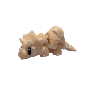 Tan articulated triceratops 3D print flexi baby dinosaur figurine by 3DGOB