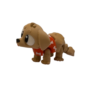 3D printed golden retriever figurine with articulated flexi puppy design by 3DGOB