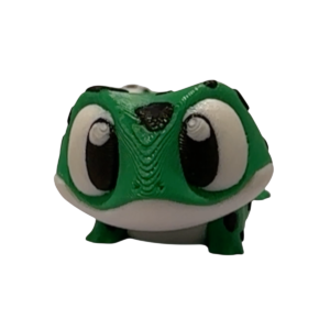 Articulated 3D printed gecko figurine in camo-inspired colorway with textured Pattern 1 design