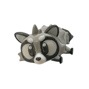 Articulated raccoon figurine by 3DGOB in 3D printed PLA with flexible segmented body