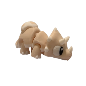 Articulated Triceratops 3D Print in Tan view 2
