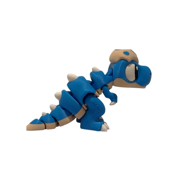 3D Printed Dinosaur Figurine – Flexi Baby Trex Blue view 4