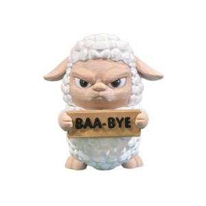 Baa Bye 3D printed sheep figurine by SpaceMonkey for farmhouse shelf decor