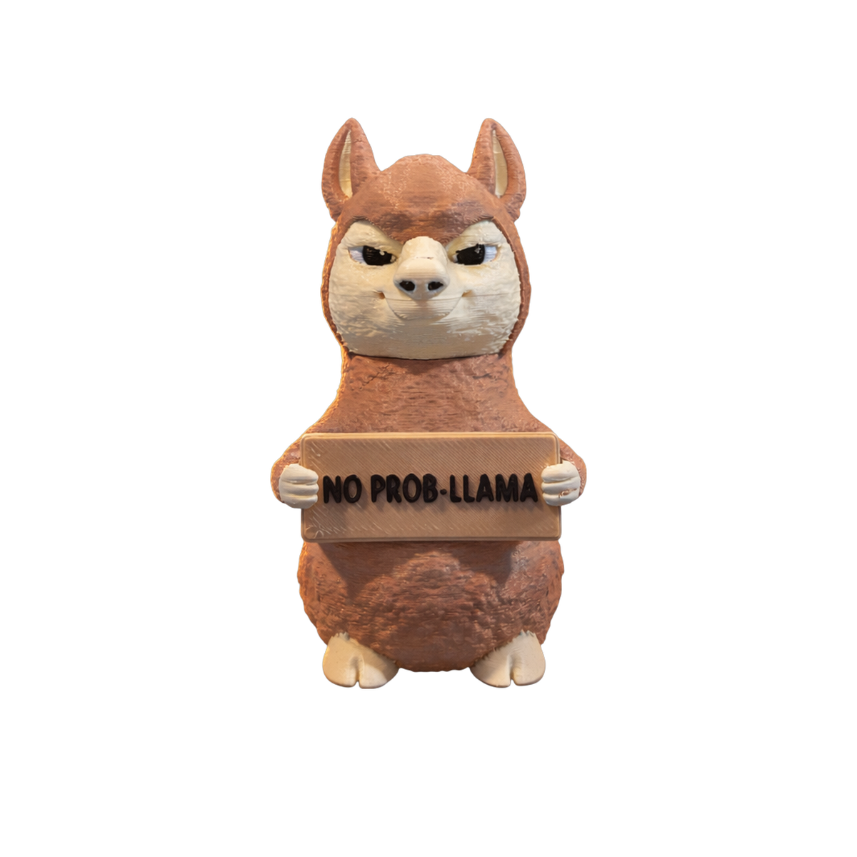 01-83210793-a854-4d82-860a-12f9e247421f-no-bg No Prob Llama 3D printed llama figurine by SpaceMonkey for shelf decor and desk decor