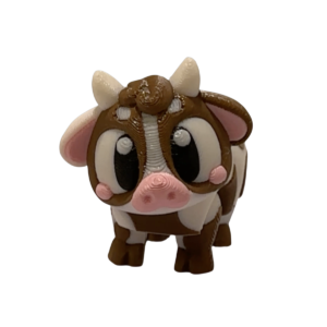 3D printed Flexi Cow articulated cow figurine by 3DGOB on a clean background