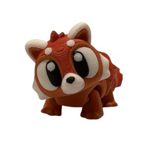 Articulated red panda figurine 3D printed in PLA with flexible segments