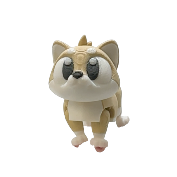 3D Printed Shiba Inu Figurine by 3DGOB 3D printed Shiba Inu articulated dog figurine by 3DGOB on a light background