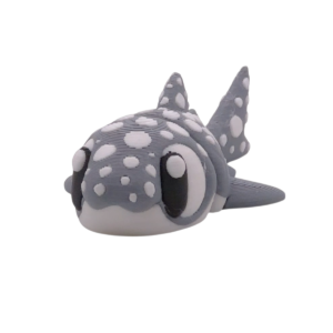 Articulated shark figurine in a spotted camo finish, 3D printed flexi shark by Layer By Layer Prints