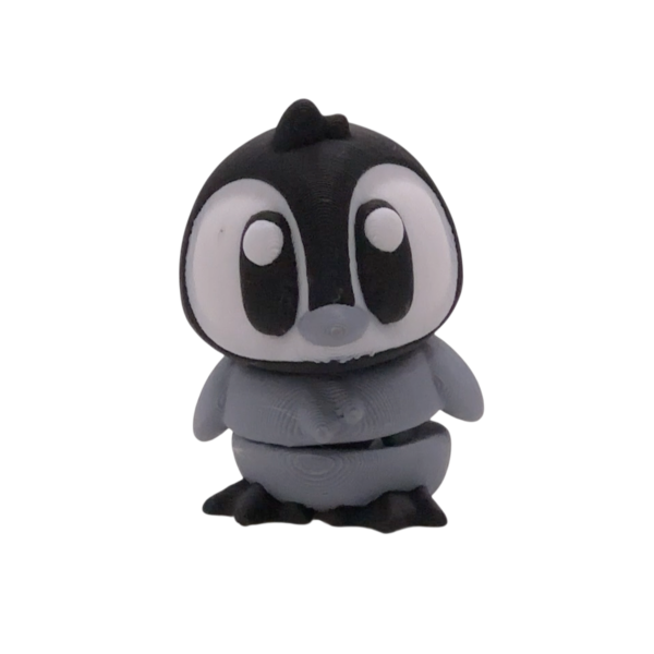 Articulated Penguin Figurine in Grey | 3DGOB Grey articulated penguin figurine by 3DGOB in a 3D printed flexi design