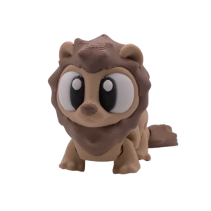 Articulated 3D printed Flexi Lion figurine by 3DGOB in a poseable display position