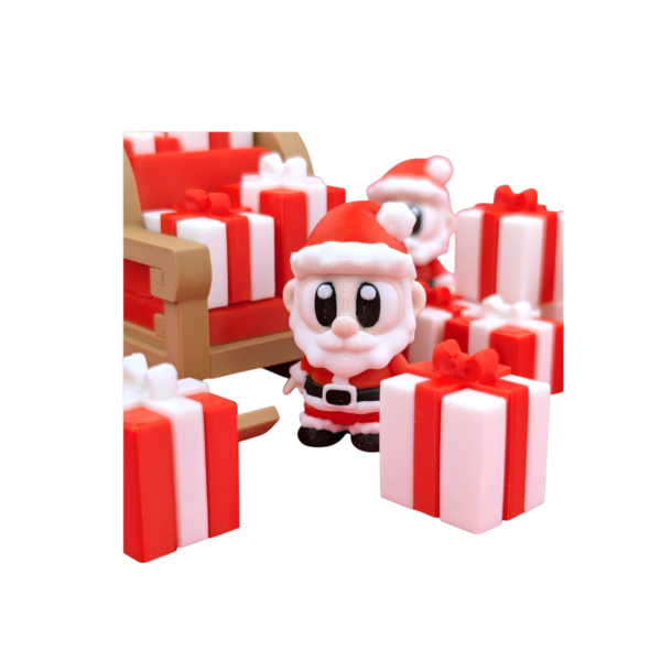 3D printed Santa sleigh flexi holiday figurine in festive colors