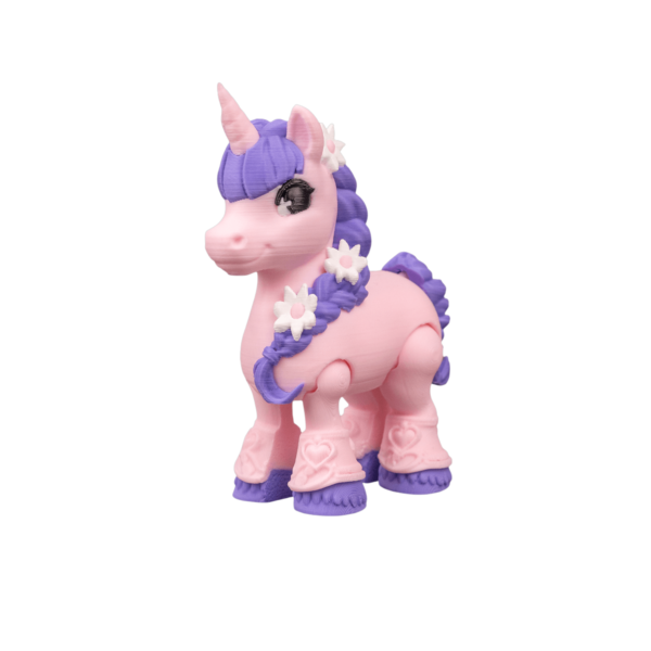 Flora Belle 3D printed unicorn figurine by STLFlix for shelf decor