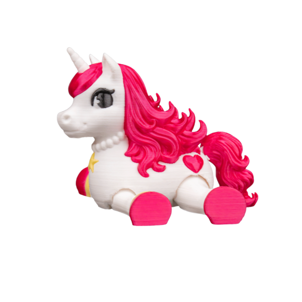 Glam Heart 3D printed unicorn figurine by STLFlix with heart detail