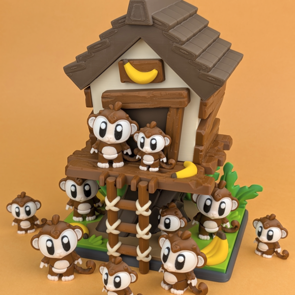 Monkey Treehouse Figurine by 3DGOB 3D printed Monkey Treehouse figurine by 3DGOB for safari jungle decor