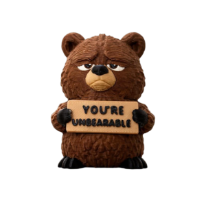Unbearable 3D printed bear figurine by SpaceMonkey for shelf and desk decor