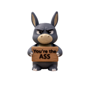 Smart Ass 3D printed donkey figurine by SpaceMonkey for desk decor and shelf decor
