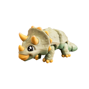 Mini Triceratops figurine by MatMireMakes, a physical 3D printed dinosaur for desk decor and shelf decor