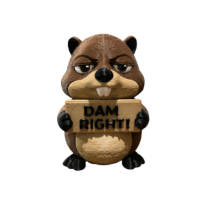 Dam Right 3D printed beaver figurine by SpaceMonkey on a clean background