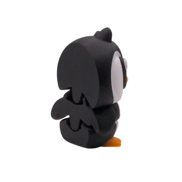 Flexi Penguin Black 3D Printed Figurine view 4
