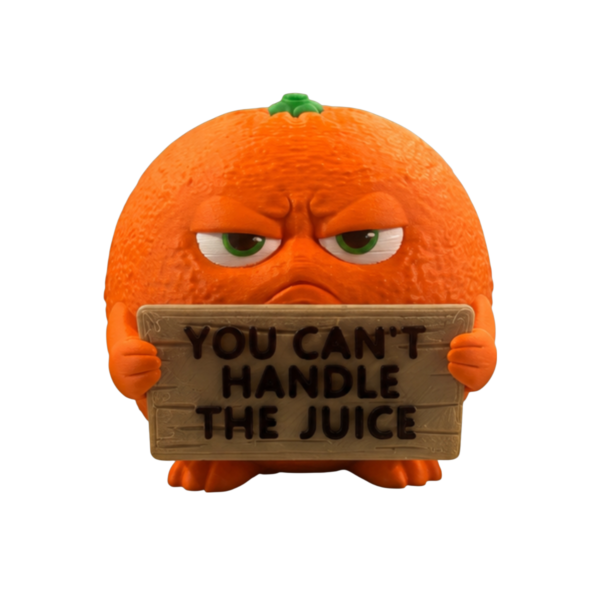 Hand-finished 3D printed orange shelf decor figurine by SpaceMonkey