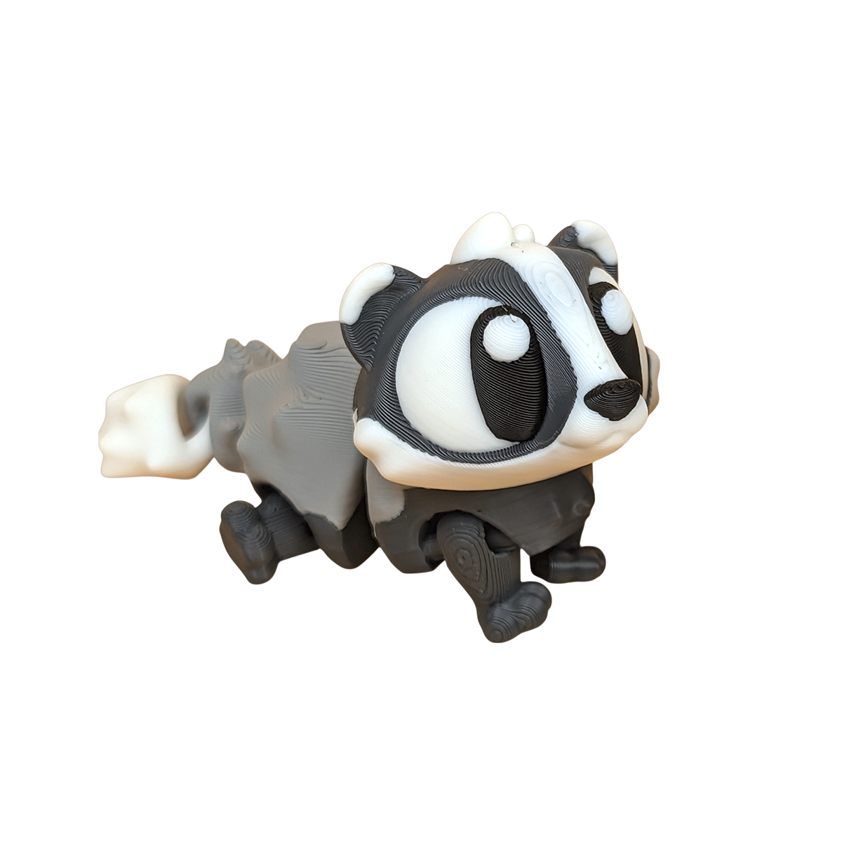 01-badger5-no-bg Flexi Badger articulated badger figurine by 3DGOB in matte 3D printed PLA