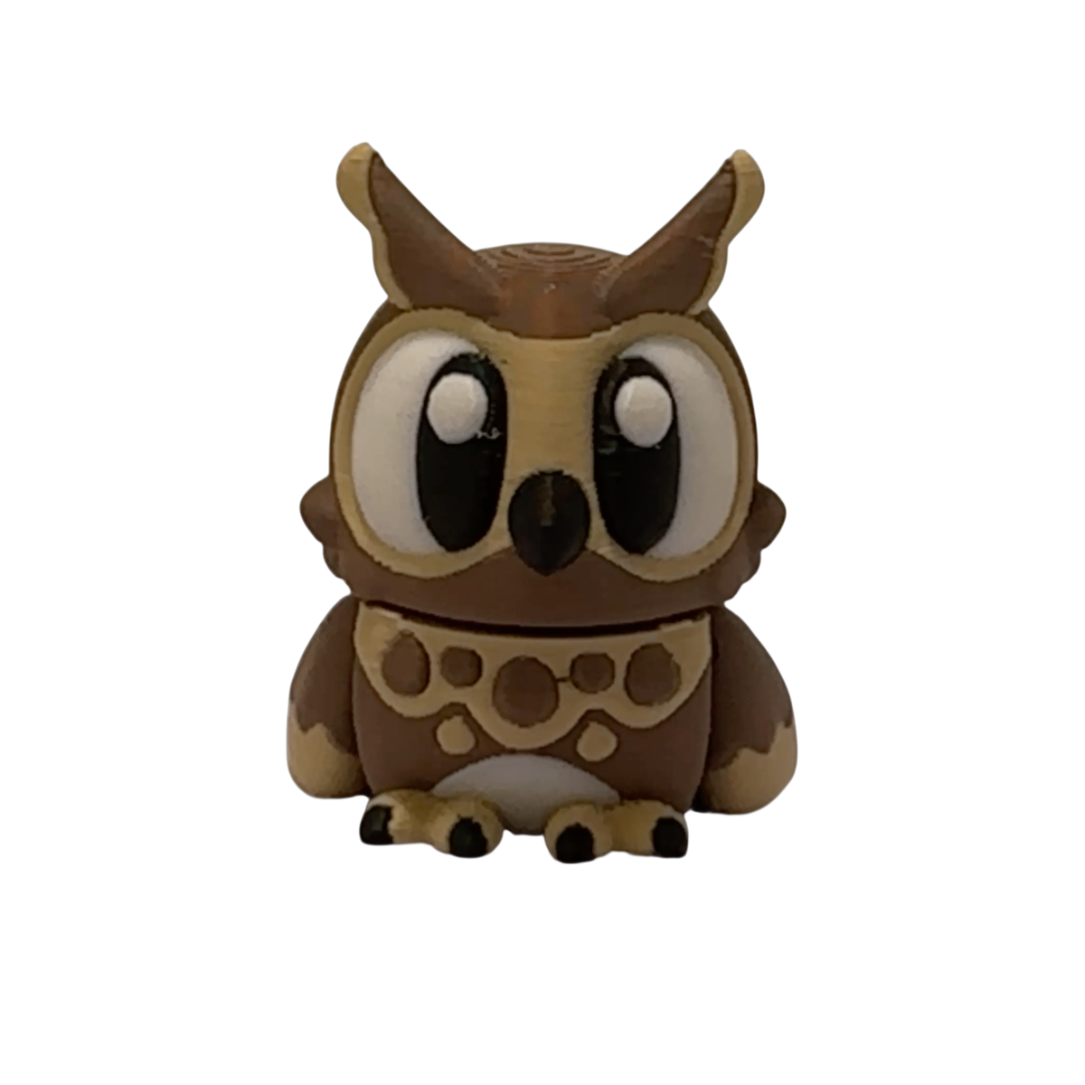 01-camo-screenshot-2025-10-25-13-34-59-no-bg Hand-finished 3D printed owl figurine by 3DGOB for shelf, desk, or nursery decor