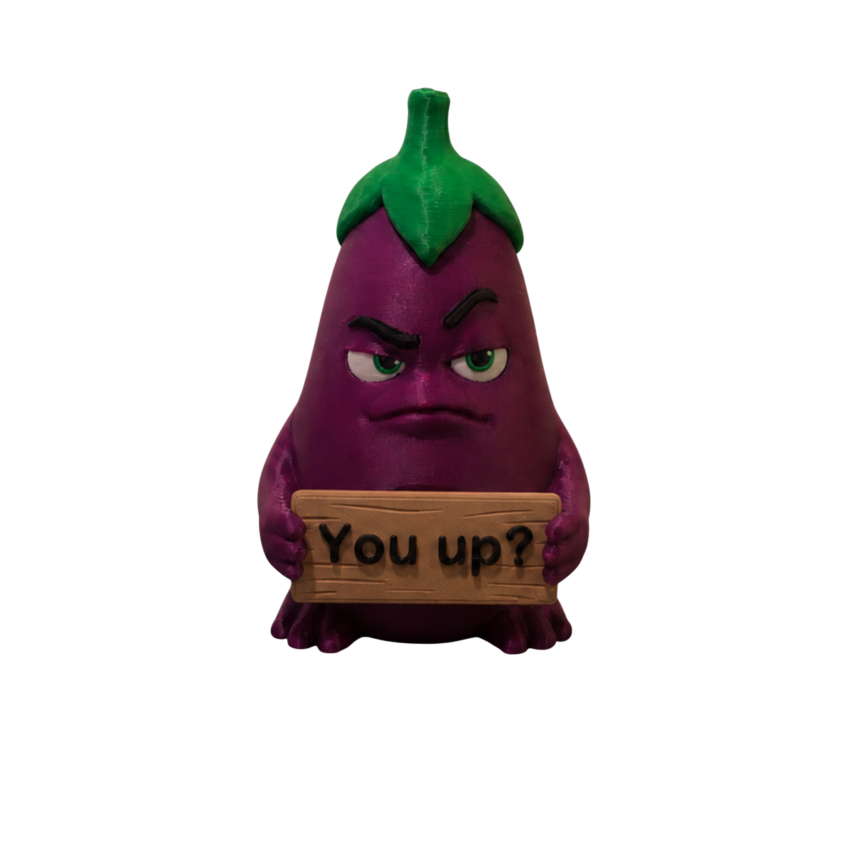 01-screenshot-2026-06-21-at-5-54-21-pm-no-bg You Up Eggplant 3D printed eggplant figurine by SpaceMonkey for shelf decor or desk decor