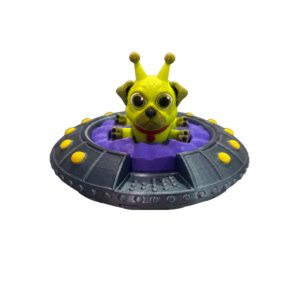 Alien Pug figurine by SpaceMonkey, a finished 3D printed sci-fi dog collectible for shelf decor
