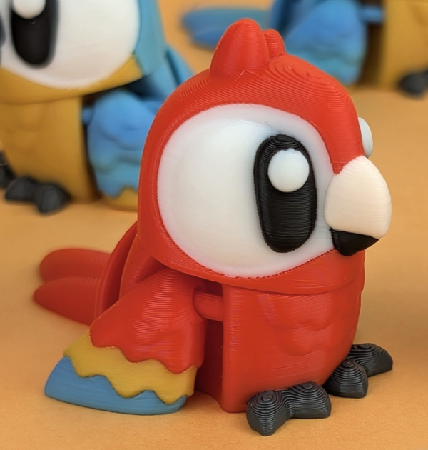 Articulated macaw figurine 3D printed flexi bird decor by 3DGOB