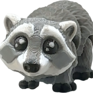 Mini articulated raccoon figurine by MatMireMakes in 3D printed flexi design