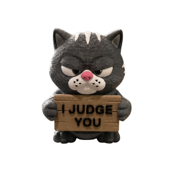 I Judge You 3D printed cat figurine by SpaceMonkey for shelf and desk decor