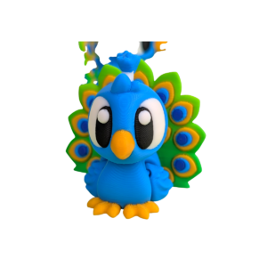 Flexi Peacock articulated 3D printed peacock figurine by 3DGOB
