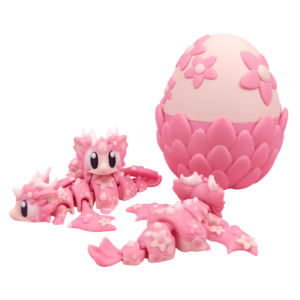 Cherry Blossom Mini Dragon Egg Figurine 3D printed dragon decor with sakura-inspired details