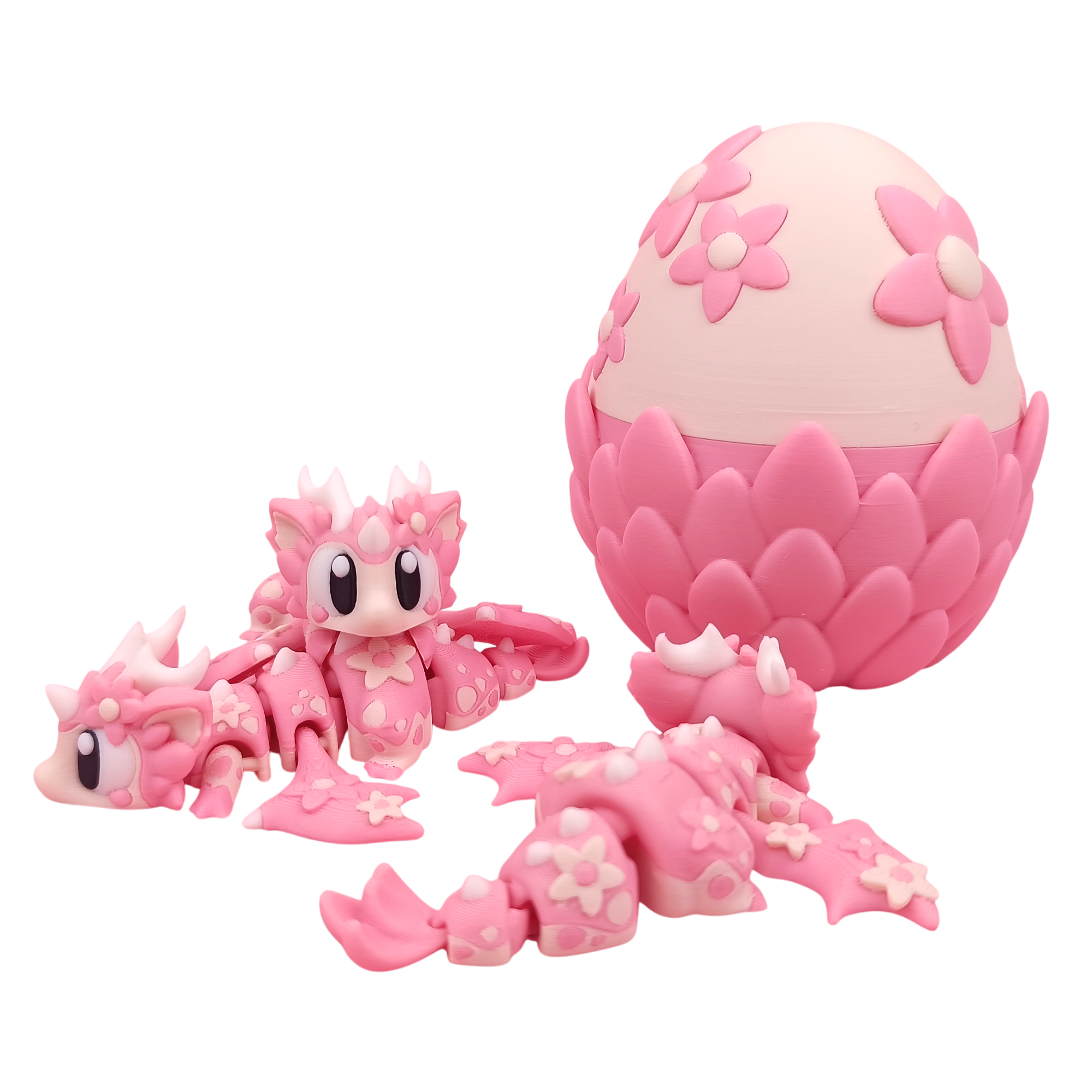 01-cherryblossomdragon-no-bg Cherry Blossom Mini Dragon Egg Figurine 3D printed dragon decor with sakura-inspired details