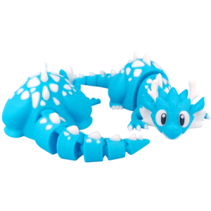 Articulated dragon figurine in a coiled pose, 3D printed flexi dragon decor