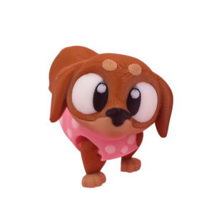 3D printed dachshund figurine with articulated flexi body in satin-matte PLA