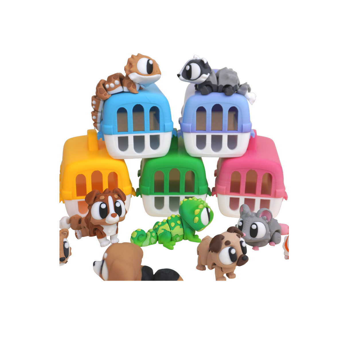 01-petcarrier-no-bg 3D printed mini pet carrier decor by 3DGOB for animal figurines and tabletop displays
