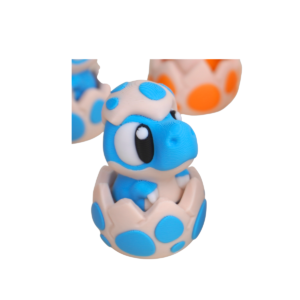 Blue Baby Dino Clicker dinosaur clicker fidget by 3DGOB shown as a 3D printed articulated desk decor figurine